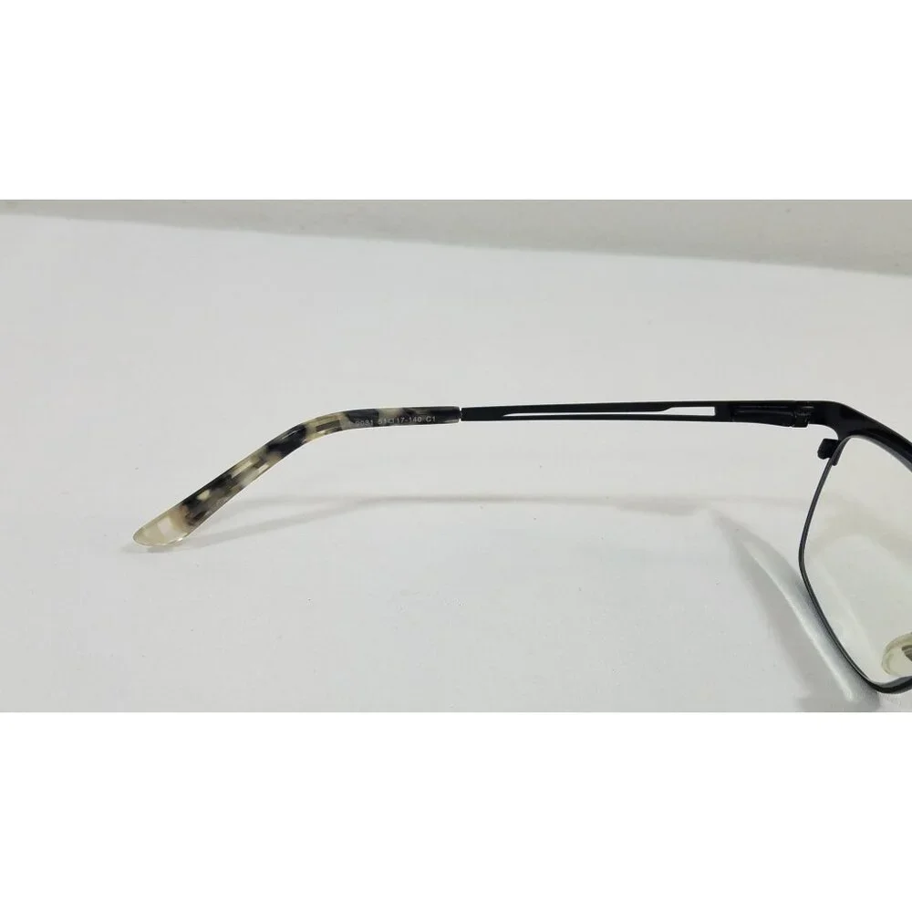 Black Metal Eyeglass Frames With Tortoise Temple Tips 51/17-141 C1